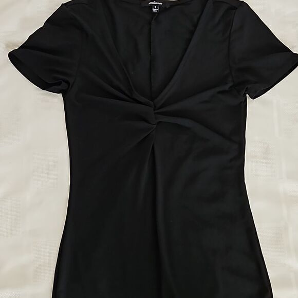 Ambianee Women's V-neck With Ruffled Bodycon Mini Dress Black Small - Picture 14 of 16